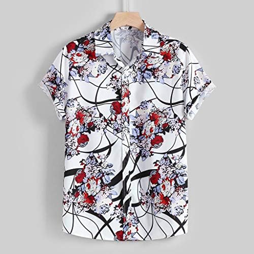 Camisa de botão para masculino ubst, camisa floral de manga curta de verão Camisa casual vintage FIT HAWAIIAN PEACH TOPS