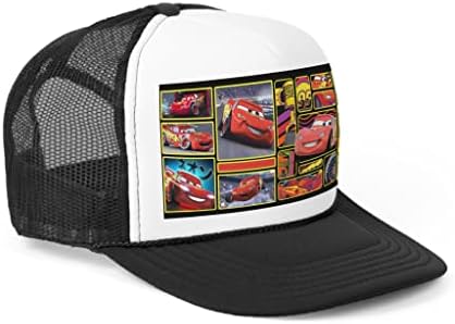 Chapéu de caminhoneiro adulto Lightning Baseball McQueen Cap ajustável Snap Plástico Fechamento de seis fileiras costura de viseira, duas opções cor preta e azul