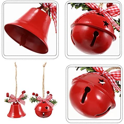 Kisangel 2pcs vermelho jingle rústico de metal decoração estrela decorativa Sleigh Sleigh Tree de Natal Ornamento de Natal Decoração de férias Ornamento