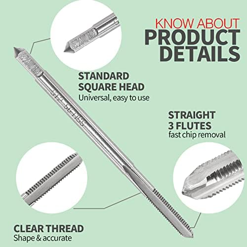 LIFCRATMS 2-56 UNC Machine Tap 2pcs, HSS Máquina de Máquina Strapão Tap Tap Threading Tap Tap Tap Tap Tap