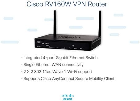Cisco RV160W IEEE 802.11ac Ethernet Wireless Router - Banda ISM de 2,40 GHz - Banda Unii de 5 GHz - 4 x Porta de rede - 1 x porta de banda larga - Gigabit Ethernet - VPN suportado