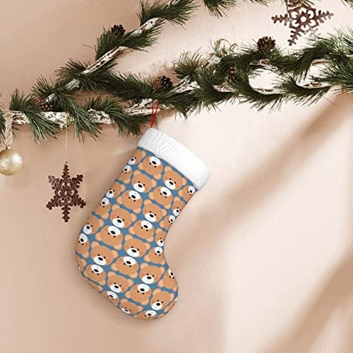 Waymay Bear fofo cabeças de pelúcia de Natal 18 polegadas de Natal de Holding Sock Decoração de férias clássica meias