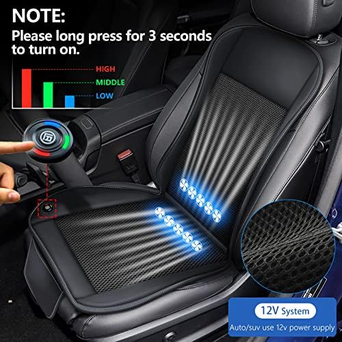 Almofada de assento do carro de resfriamento com 10 ventiladores ajustáveis ​​3 níveis de resfriamento para direção de verão,