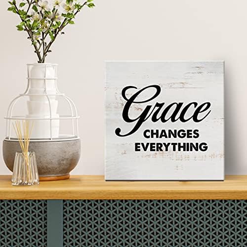 Grace muda tudo, sinal de lona decoração de arte de parede de 8 x 8 polegadas Motivational Printing Print