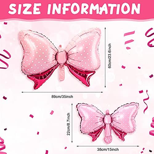 10 peças Mouse balão pink bow balloon mouse decoração de festa arco -foil foil rosa balão jumbo bow balloon para casamento de noiva de casamentos decoração de festas de balão de gênero, 2 tamanhos