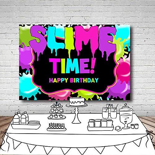 Slime Time Birthday Party Photography Penários de 7x5ft Kids colorido Fiesta menino Festa de aniversário da festa do chá de bebê Photo