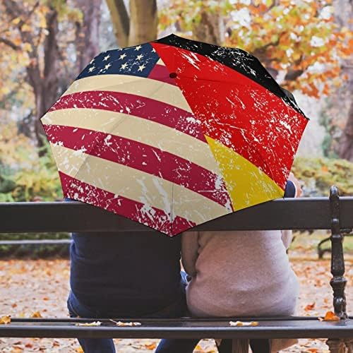 American e Alemanha Bandeira Retro Travel Umbrella Duns Durável à prova de vento guarda -chuva para chuva portátil Umbrella