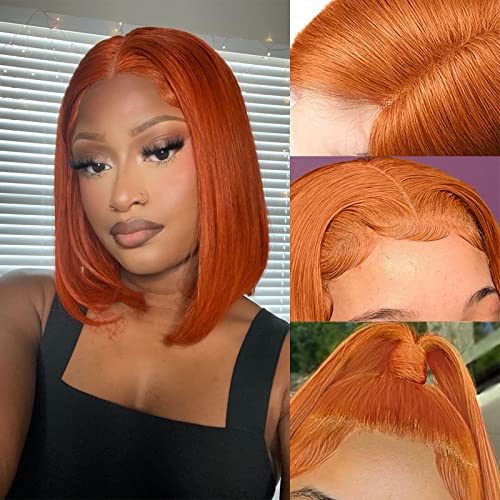 Gengibre laranja bob peruca cabelos humanos 13x4 Cabelo de peruca de renda frontal Wigs Bob Wigs para mulheres negras perucas de gluefim