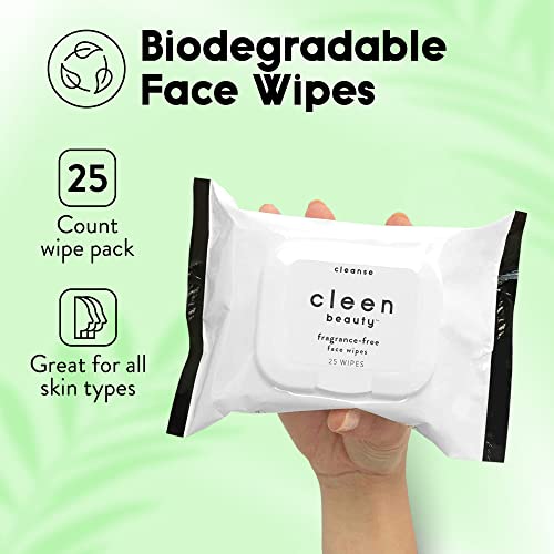 Cleen Beauty Fragrance Face Face Wipes - 6 pacote | Limpos de removedor de maquiagem suave e hidratante com aloe vera | Limpos