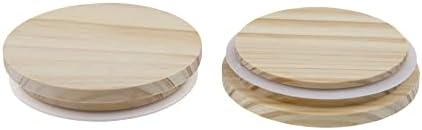 Semetall 6pcs redondo tampas de jarra de madeira com anéis de vedação de silicone 3,15 polegadas de diâmetro tampas