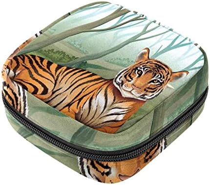 NewZone Small Makeup Sacol para bolsa, mini bolsa de bolsa de viagem, bolsa de cosméticos, organizador de maquiagem, embreagem, bolsa de moedas, organizador de bolsa de armazenamento para mulheres, meninas, homens, tigre assustador na floresta