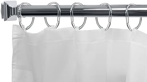 Splash Home decorativo Corte de cortina de cortina, anéis de cortina de metal resistente à ferrugem, para haste de banheiro e cabides de cortina, anéis de design de filtragem, conjunto de 12 - Chrome