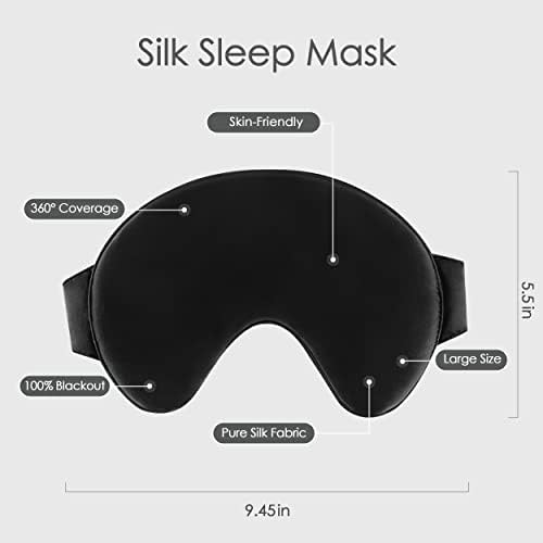 Freshme Mulberry seda máscara de sono e tampa de alívio de dor de cabeça para bloqueio de luz Blackout Blackout Blackout confortável