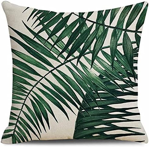 CARROLL Tropical Folhas Tamas de travesseiro de arremesso de 18 x 18 polegadas conjunto de 4 folhas verdes Caixas de almofadas decorativas