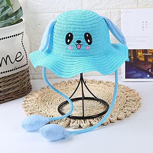 Chapéus de palha para crianças Rabbit Ears Baps de palha de verão com encaixe em movimento e brilho em chapéus de praia para
