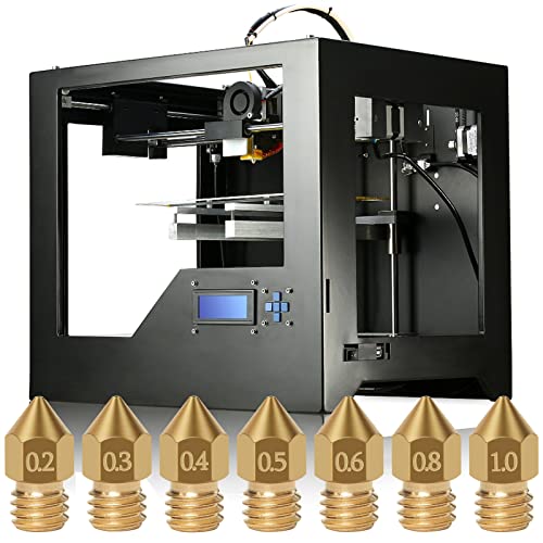 22pcs mk8 bocais bocais de extrusão de impressora 3d 0,2 mm, 0,3 mm, 0,4 mm, 0,5 mm, 0,6 mm, 0,8 mm, 1,0 mm com
