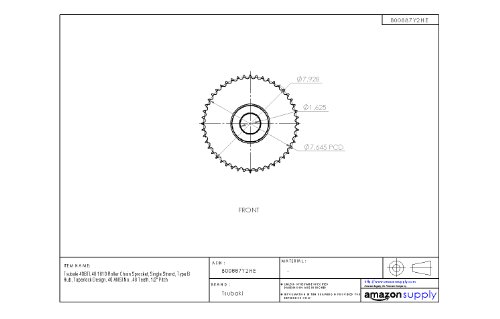 Tsubaki 40BTL48 Roller Chain Sprocket, Single Strand, Design de Taperlock, 1610 Bucha necessária, 48 dentes, 20 Ansi