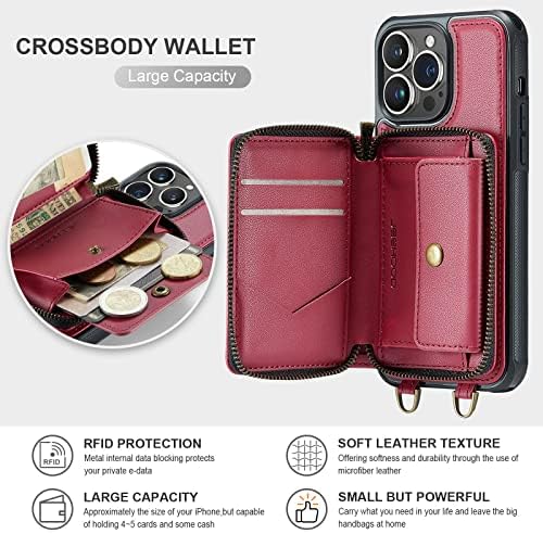 Caixa de carteira de crossbody soyeatrg para iPhone 14/14 Plus/14 Pro/14 Pro Max, POL de bolso de bloqueio de bloqueio de couro PU, PUL
