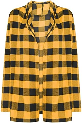 Cardigans xadrez feminino 2022 Women's Fall Tops de inverno casual de manga longa aberta