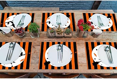 Halloween Witch Candy Placemats Trieled Bandey Placemats para mesa de jantar lavável tapetes de cozinha lavável para mesa de