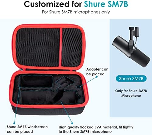 YouShares Sm7B Microfone Case Bolsa com capa de microfone - Caixa de transferência de microfone com hard shield com pára -brisa compatível