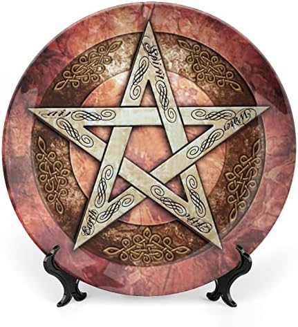 Magic Witch Pentagram Baphomet Placa decorativa Placa de cerâmica redonda Placa China com exibição Stand para decoração de casamento de festa