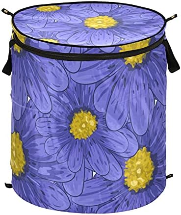 Girassóis Propa de lavanderia com tampa de zíper cesta de roupa dobrável com alças Organizador de roupas de cesto