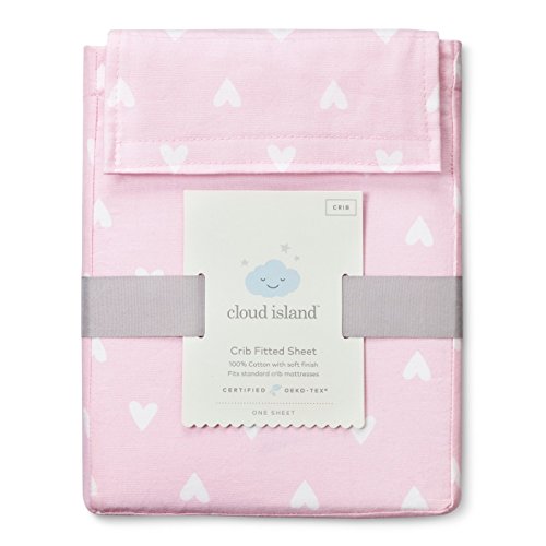 Folha de bebê - Folha de berço ajustada - corações rosa - algodão macio e respirável e certificado oeko -tex