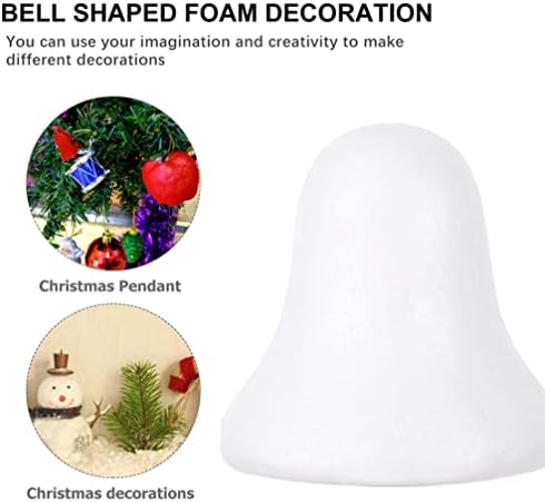 Nuobesty 20pcs Bolas de poliestireno branco Jingle Bell Shapes Model Modelo de Natal Styrofoam Bell para artesanato DIY