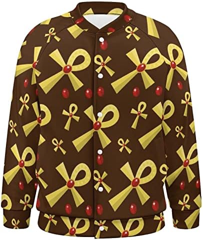 Padrão de ankh dourado masculino masculino de casaco de beisebol de impressão completa Jaqueta da moda da moda