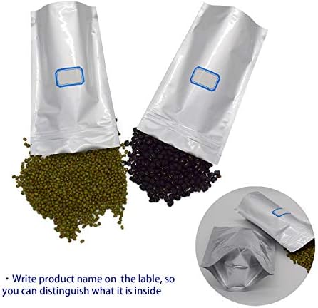 100pcs Mylar selváveis ​​sacos para armazenamento de alimentos com adesivos, bolsa de zíper à prova de cheiro selável, embalagem comestível com papel alumínio lateral duplo, 2,6 partes, 1,1 partes, 0,5 partes