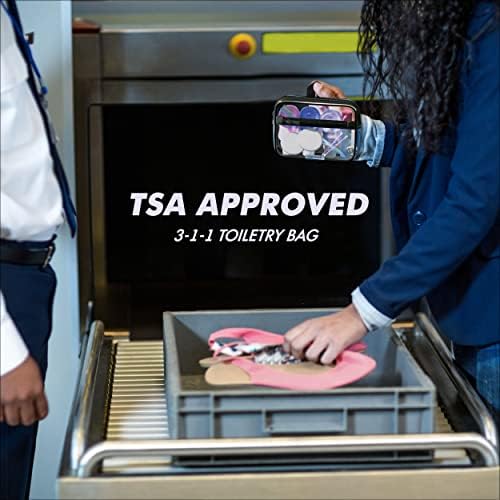 Bolsa de higiene pessoal aprovada por TSA 3-1-1 Bolsa de cosméticos transparentes com alça - bolsa de tamanho de quart com zíper