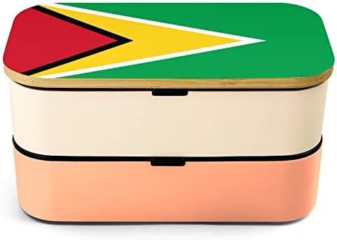 Guiana Bandeira Bento Bento Lunch Box Proférico Bento Box Recipientes de comida com 2 compartimentos para piquenique de