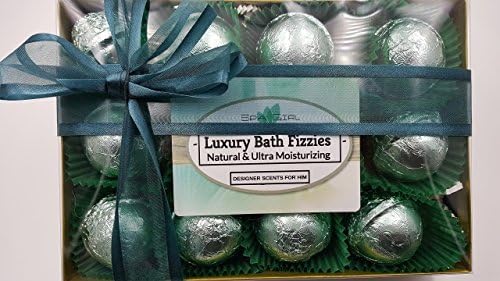 Spa Pure Designer Bath Bombs - Para homens, naturais, orgânicos e grandes casas de banho, 12 aromas de designer para homens, elegante conjunto de presentes de bomba de banho