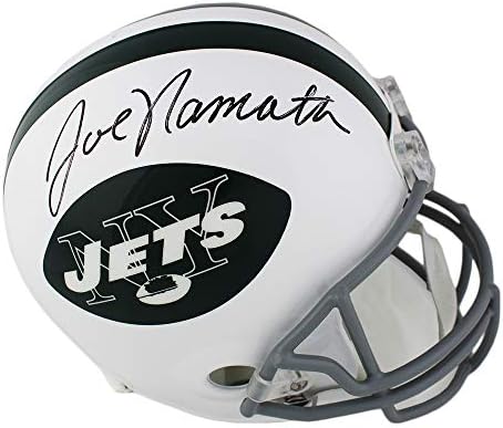 Joe Namath autografou/assinado New York Jets Retrocedimento em tamanho grande Capacete NFL Branco