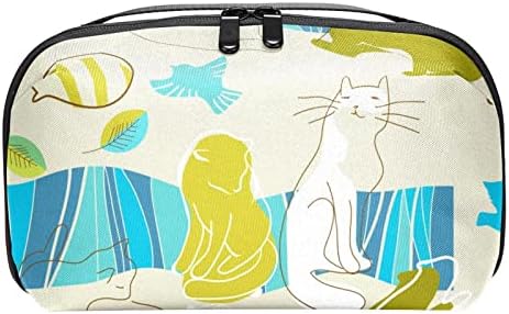 Organizador eletrônico Small Travel Cable Organizer Bag para discos rígidos, cabos, carregador, USB, cartão SD, Cats Animals Funny Lovely Abstract