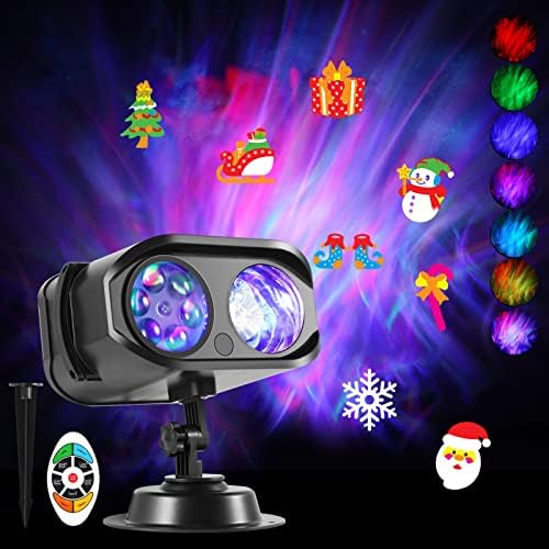 Luzes do projetor de Natal, Joycabin 6 em 1 Aurora Padrões de movimentação Luzes LED, Luz da paisagem de Halloween à prova d'água com timer de controle remoto para festa de férias de Natal ao ar livre/interior