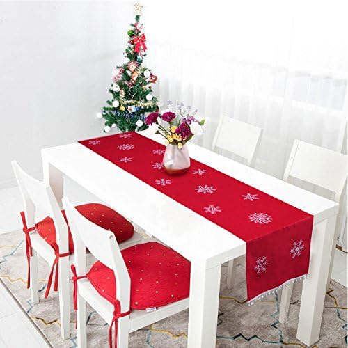 Ourwarm de 16 x 72 polegadas de mesa de natal corredor bordado runner de mesa vermelha para decorações de natal