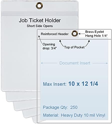 10 x 12 1/4 de emprego/titular de lojas Sza de vinil de plástico com ilhas de latão, conjunto de 100, abertura lateral