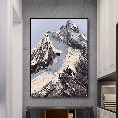 Abstrata paisagem pintada à mão Black and Branchin Snow Mountain Pintura-3d Faca de textura grossa pintura de luxo