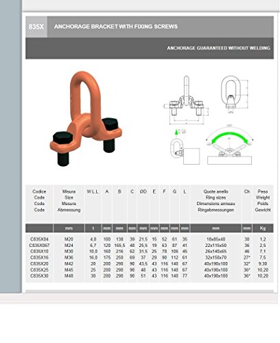 Todo o manuseio de material C835X25 Suporte de ancoragem com parafusos de fixação, 25 toneladas, M45