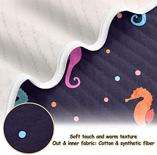 Cobertor de arremesso de cabelo marinho hipopótamo de algodão para bebês, recebendo cobertor, cobertor leve e macio para berço, carrinho, cobertores de berçário, bolinhas, 30x40 in, azul
