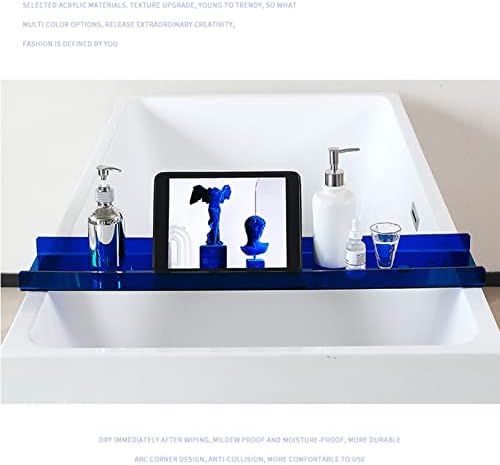 Caddy da bandeja de banheira de acrílico, bandeja de banheira com suporte de telefone gratuito, tábua de banheiro de luxo de spa Table banheiro, 29,9 LX6.7 WX1.2 H, bandeja de comida azul