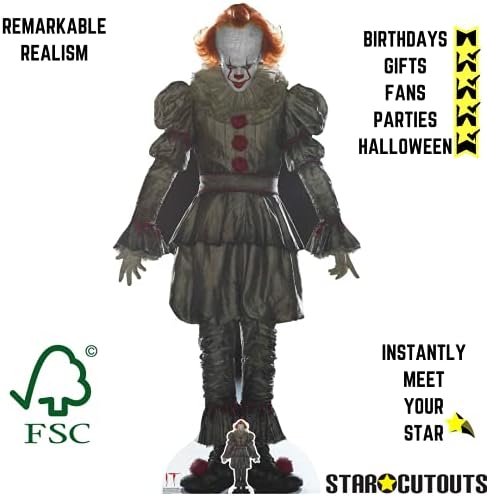 Star Cutouts Ltd SC1392 Pennywise The Dancing Clown Lifesize Cututouts Perfect for Halloween, Horror e Fãs de Filme Altura