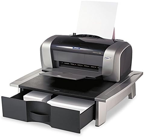 Fellowes 8032601 Stand da impressora de mesa, 21-1/4 polegadas x18-1/16 polegadas x5-1/4 polegadas, preto/prata