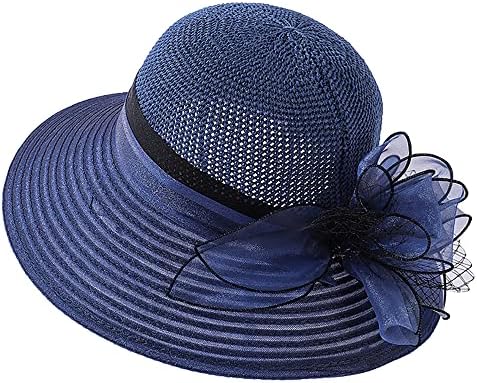 Crochet Organza Flower Saltaw Sun Hat for Women, Hat da festa do chá francês Kentucky Derby Igreja Chapéu de verão praia