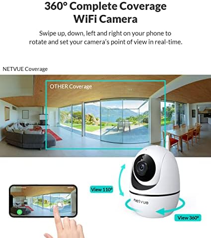 Câmera interna Netvue+câmera externa, Visão noturna de FHD, A.I. Detecção de movimento, alerta instantâneo por telefone,