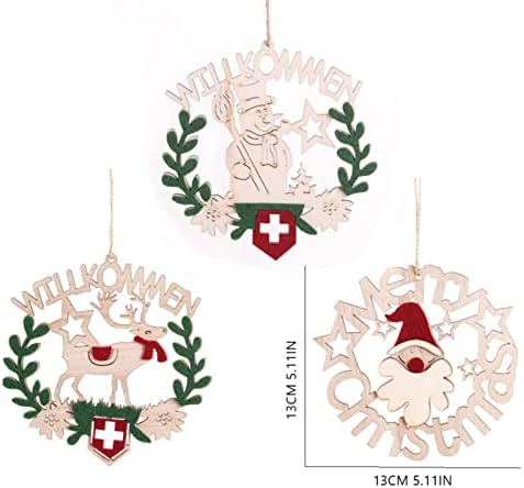 Ornamentos de inverno de mancha de vidro transparentes para a árvore de Natal ornamentos de madeira de Natal para inverno