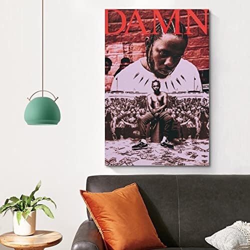 Xiaoma Kendrick Lamar Damn Hip Hop Rapper Cover Poster Poster Pintura decorativa Canvas Posters de parede e impressão de arte Impressão moderna Decoração de quarto da família Posters 12x18inch