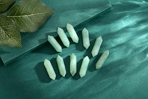 10 PCs Green Aventurine Healing Crystals Wands polidos pedras caçadas, a granel Natural Hexagonal Ponto Reiki Energia Balanceamento